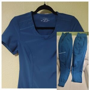 Cherokee Infinity Bundle Top, Jogger, & Taper Pant XXS Caribean Blue Retail $120